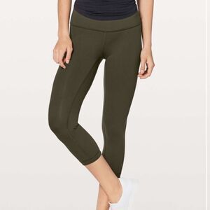 Lululemon dark olive green wunder under high rise tight leggings